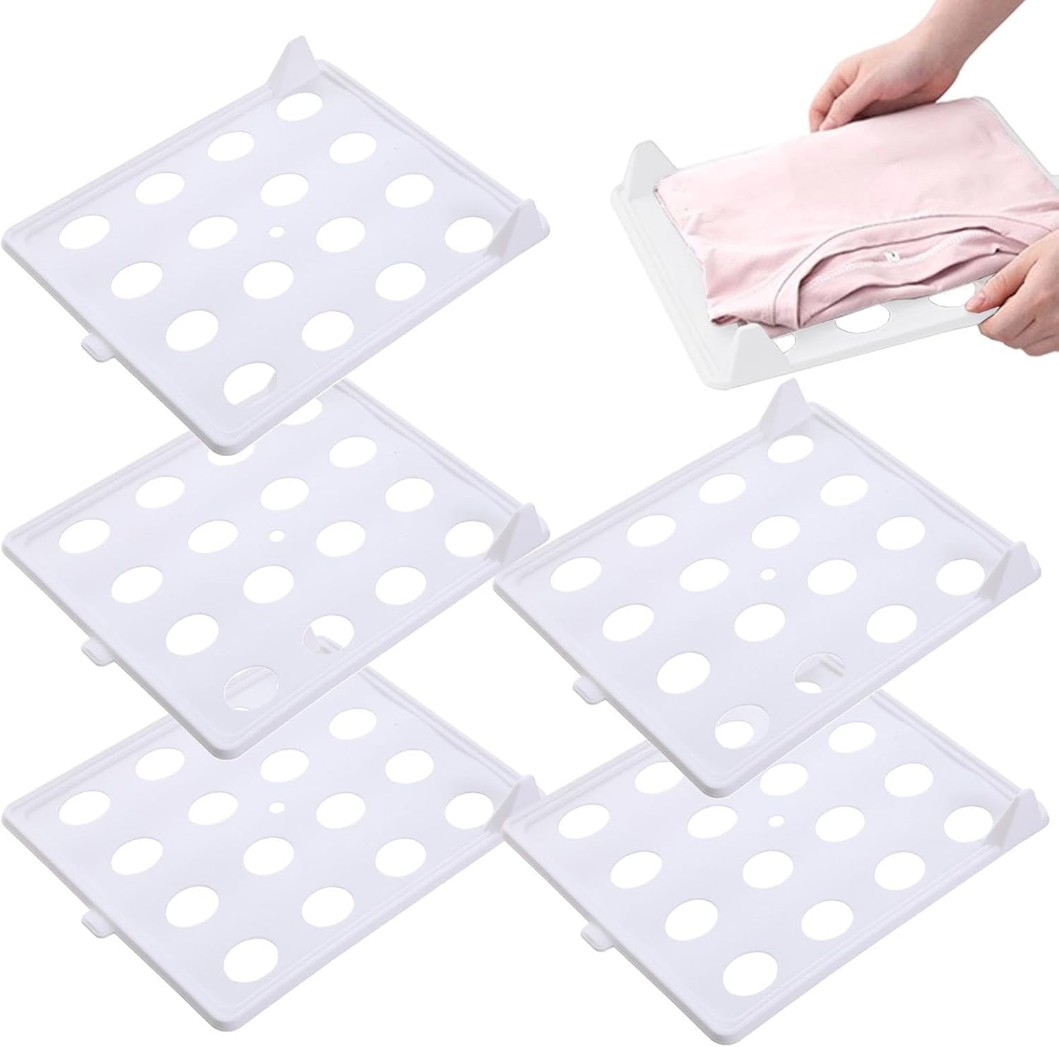 Clothing Organizer - 5-Piece Easy Access Shelves Boards - Shelf Dividers for Closet Organization - for Laundry Wardrobe Basement Garage RV Home Apartment Dorm Packing