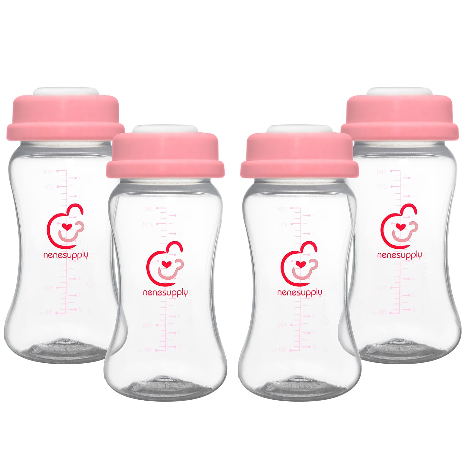 NENESUPPLY Breastmilk Storage Bottles Collection for Spectra S1 S2 Motif Luna Breast Pumps 4 pc 9oz 280ml with Collar and Sealing Disc. Replace