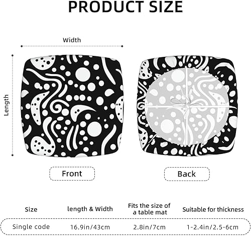 Miniatura 6 de NONHAI 4 PCS Dining Chair Seat Covers Set Black and White Abstract Circles Stretch Removable Chairs Covers Washable Seat Cushion Slipcovers