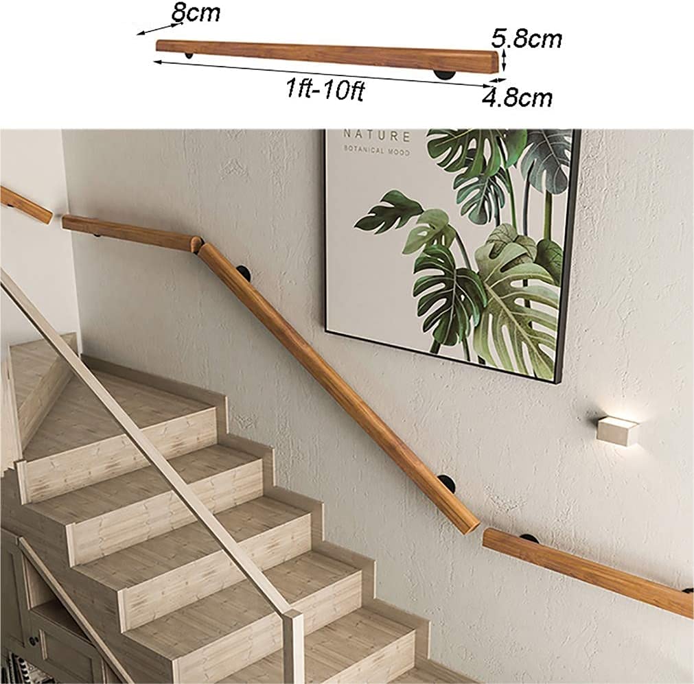 Corrimano per Scale Corrimano per Scale, Ringhiera per Scale Antiscivolo in Legno Massello, Loft per Interni di Casa Contro Il Muro Corrimano per Anziani (Size : 1ft/30cm)