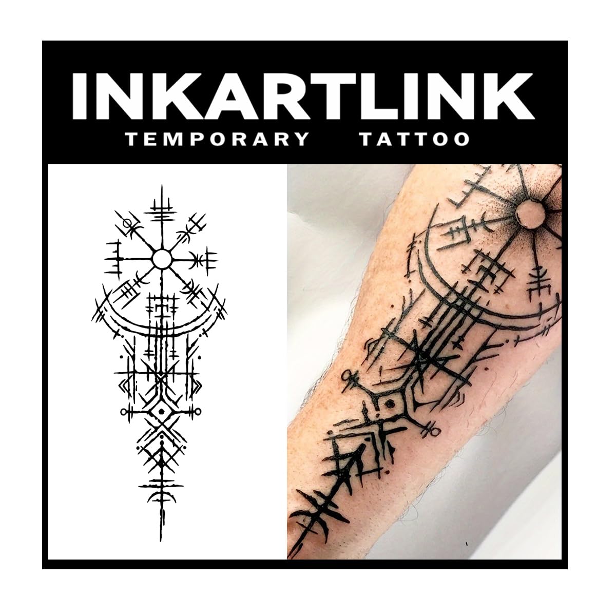 INKARTLINK Temporary Tattoos, 2 Sheets Large Semi Permanent Tattoo, Adult Art Design Temporary Tattoos, Lasts 1-2 Weeks, Waterproof, Realistic Look,