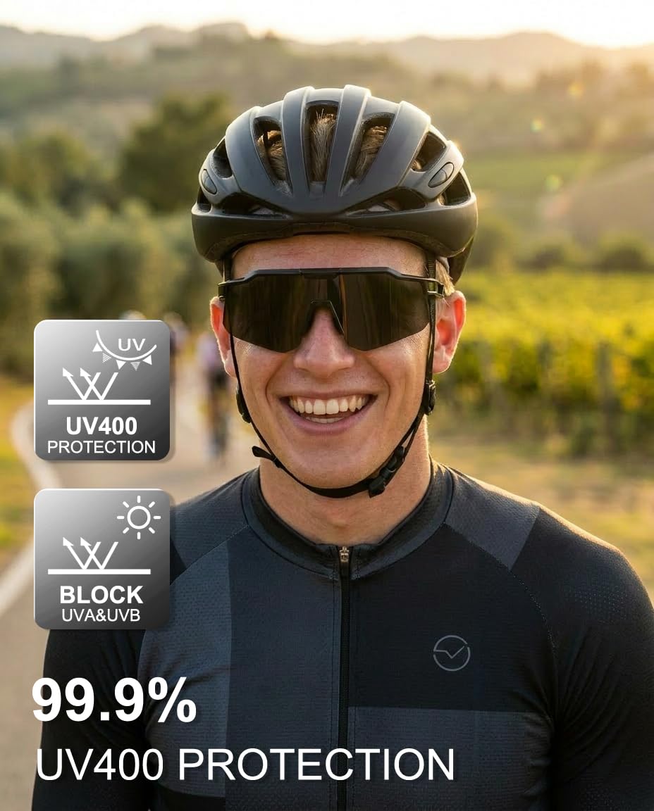 OULAIQI Occhiali da sole da ciclismo per uomo e donna, occhiali da baseball, design leggero, protezione UV400, occhiali sportivi