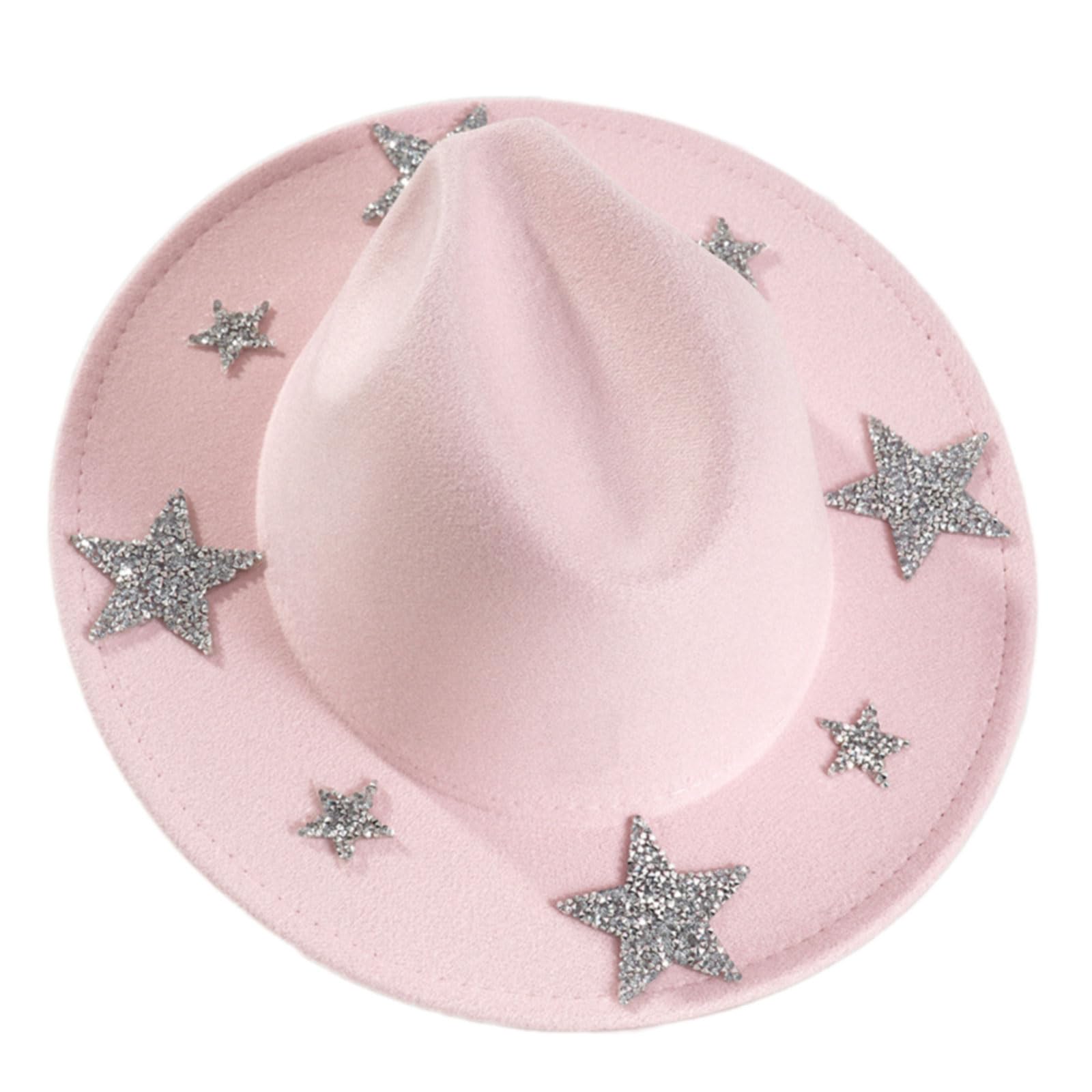MICFENY Sparkling Rhinestones Star Western Hat For Women Oversized Comfortable Hat Headpiece All Weather Stylish Headwear