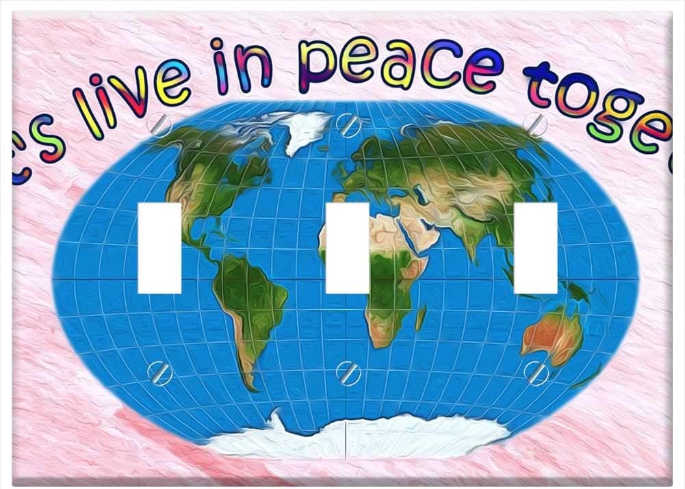 Switch Plate Triple Toggle - Peace Earth Globe World Planet Global Blue Map 1