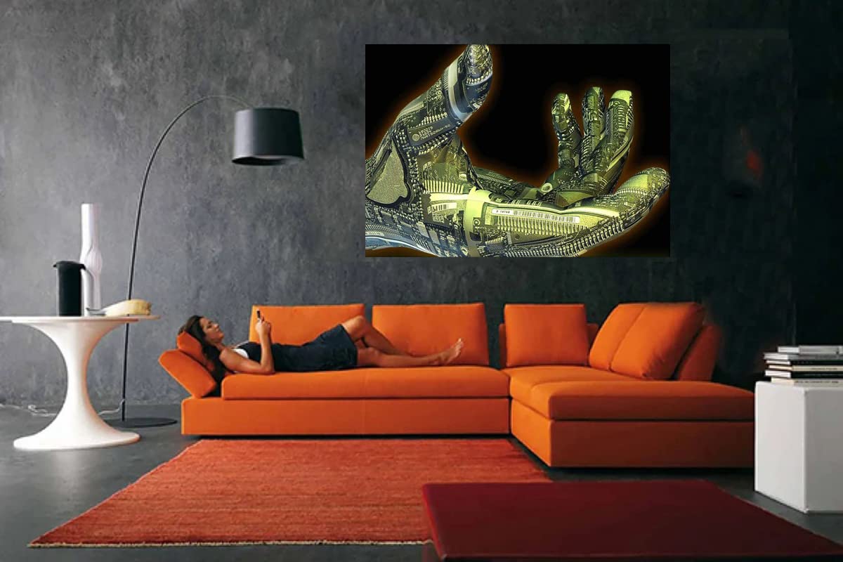 XtremeSkinsFramed Canvas - Wall Decor for Living Room, Bedroom, Office, Hotels, Drawing Room (60in X 45in) - Electronic Hand