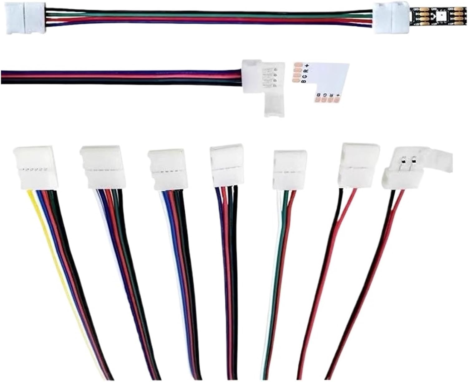10pcs L*/ED Strip Connector 2-6Pin - Compatible with 8/10/12mm 3528 5050 5630 RGB RGBW IP20 Non-Waterproof Tape Light(Single Head,5P-10mm)