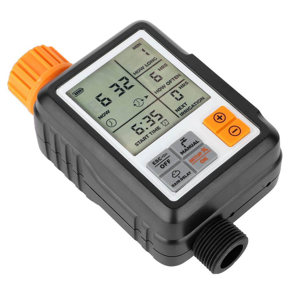 Pantalla LCD inteligente automática, temporizador electrónico de agua para jardín, controlador de de riego con pantalla grande, función exterior para césped, jardín, material ABS