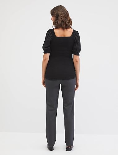 Miniatura 5 de Motherhood Maternity Pantalón de pierna recta bi-elástico para mujer, ajuste secreto