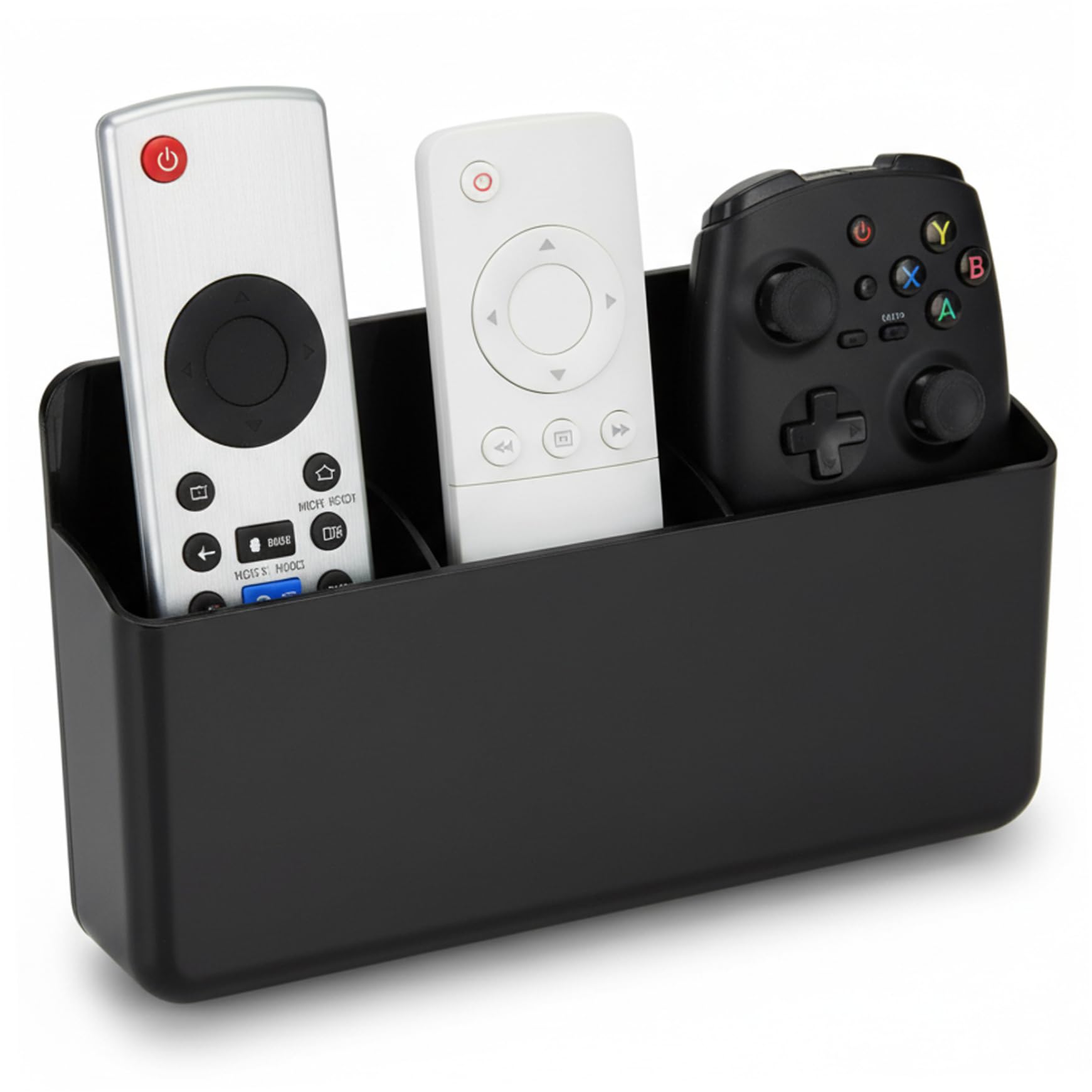 Goutdori 3 Slots Self Adhesive Adjustable Remote Holder Wall Mount TV Controller Organiser for Phone Pens & Desk Accessories Black