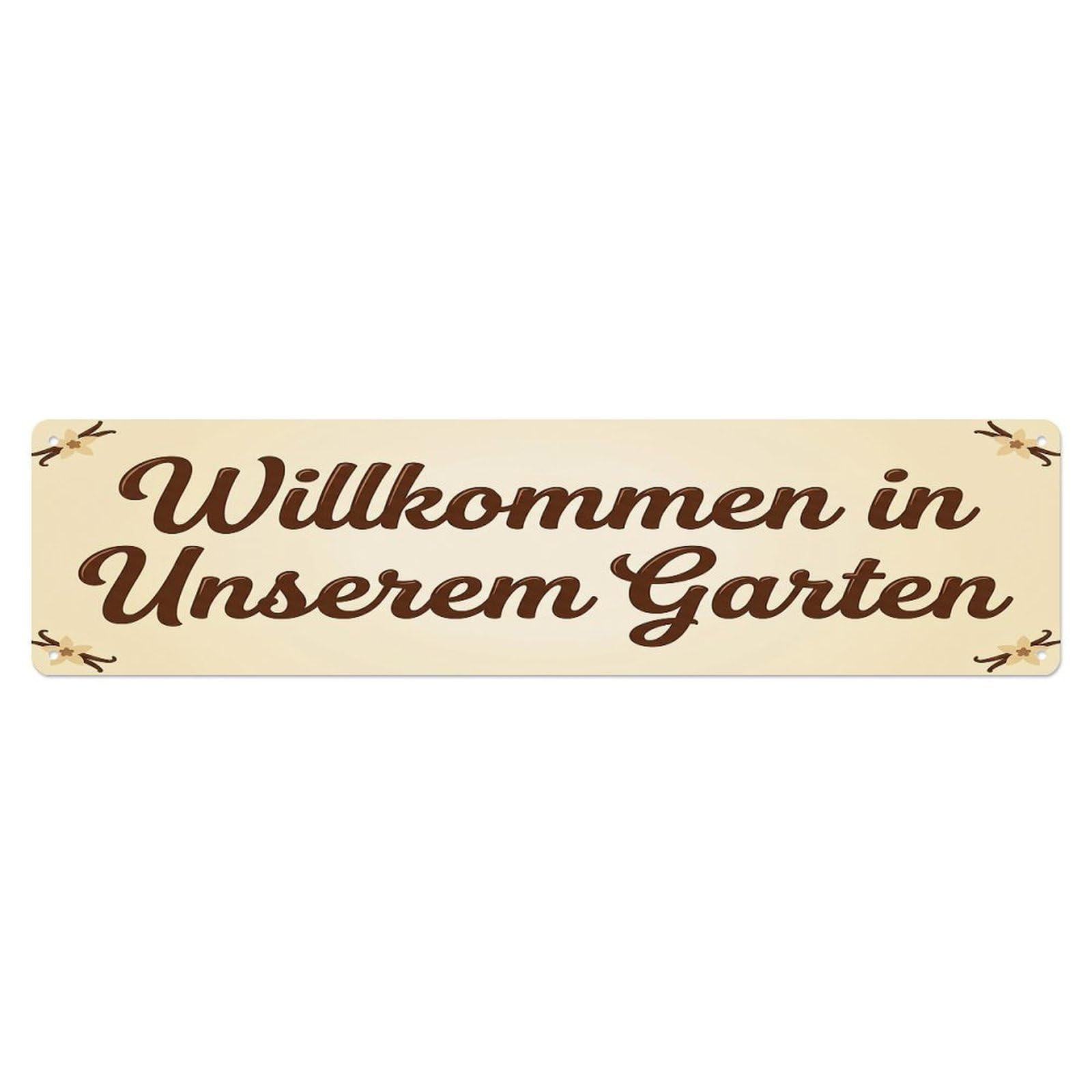 Vintage Welcome to Our Garden Vanilla Cream Metal Tin Sign