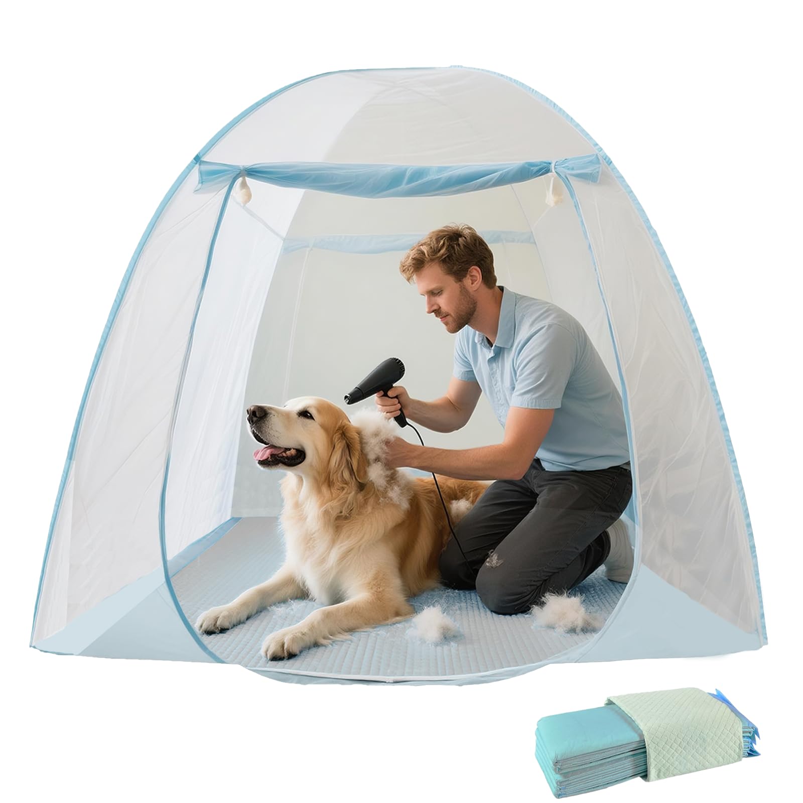Pet Dryer Tent，Pet Dryer Box， Dog Dryer Box， Cat Dryer Box，During The Drying Process Anti-Hair Flying，Fallen Pet Hair Will Gather in The Tent，Easy to Clean，for Large, Medium and Small Dogs