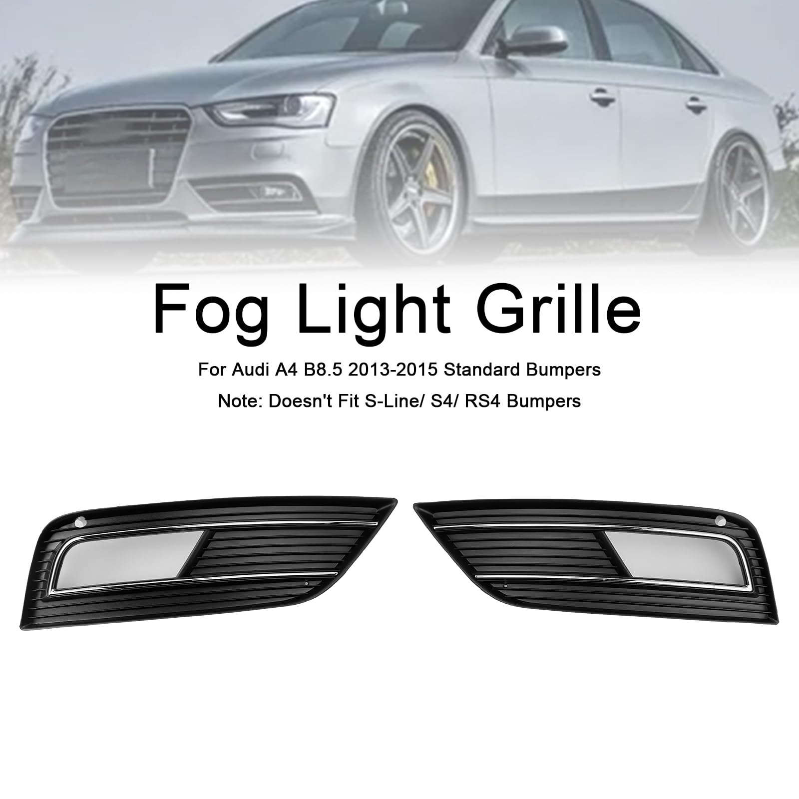 Griglia paraurti Anteriore S4 Style Fog Light Cover Grille Fit for Audi A4 B8.5 2013-2015 Standard Bumper (No Logo)