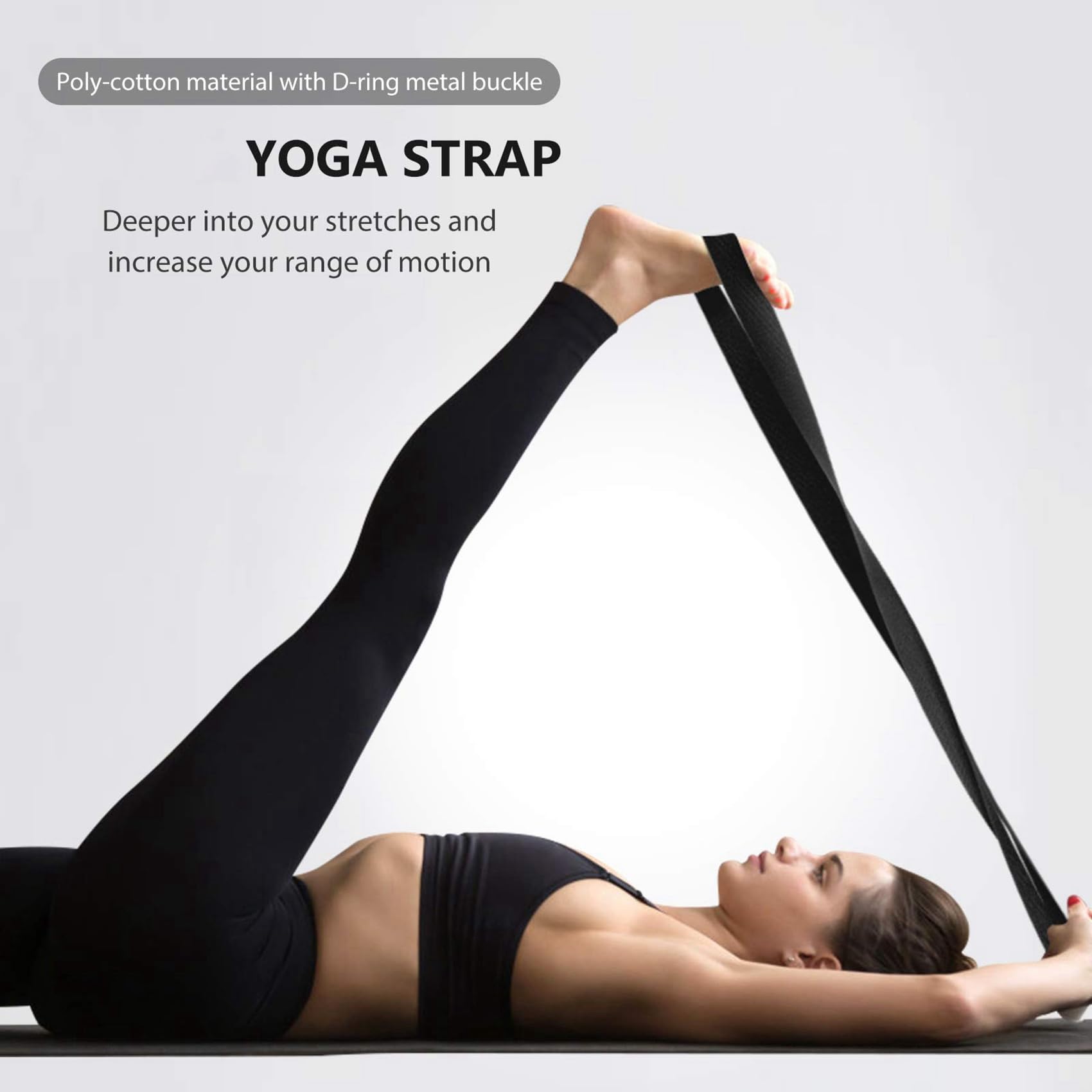 5X Yoga Block und Yoga Gurt Set Eva Schaum Weiche, rutschfeste Yoga Blöcke Universal Pilates Dehnung und Tonisieren Trainings Schwarz
