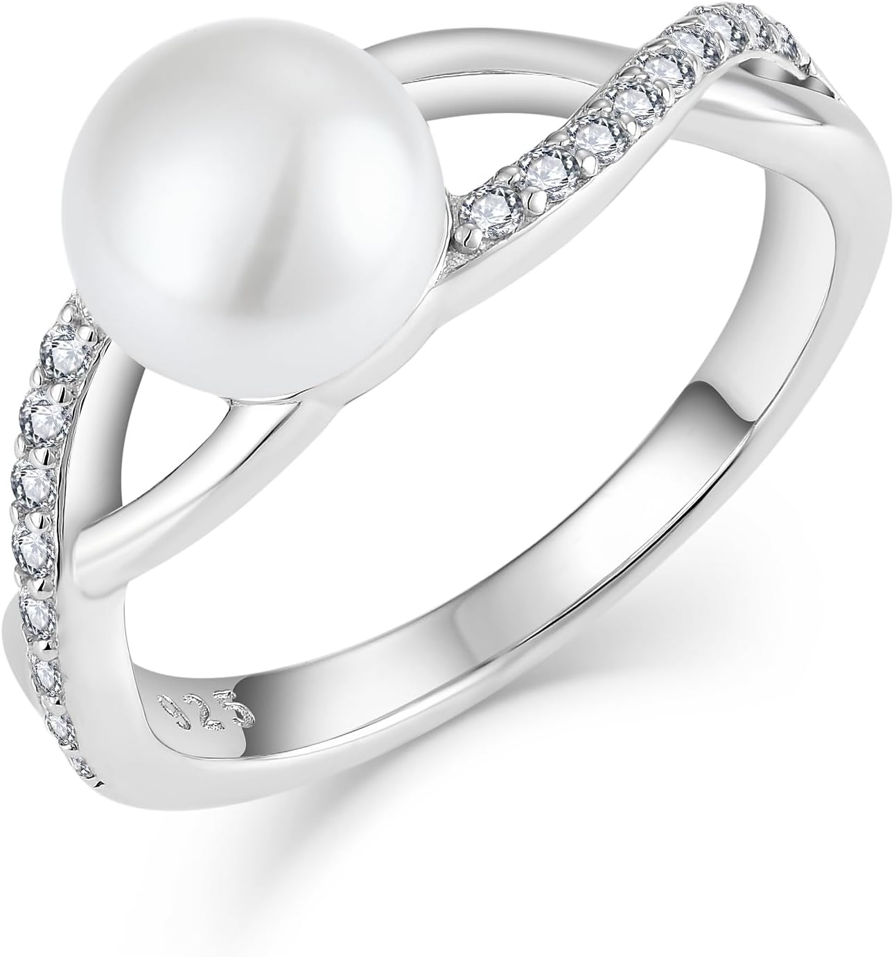 STARCHENIE Pearl Rings,Celtic Knot Ring Wedding Engagement Ring for Women Sterling Silver Ring size5-10