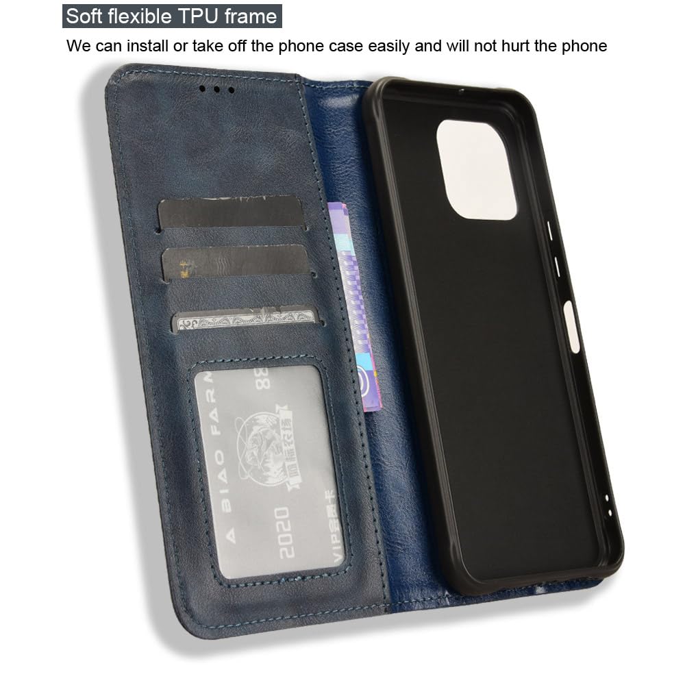 COMAKU Compatible With UMIDIGI G5 Mecha Case Leather - Flip Cover Protection Magnetic Phone Case Wallet With Card Holder - Brown