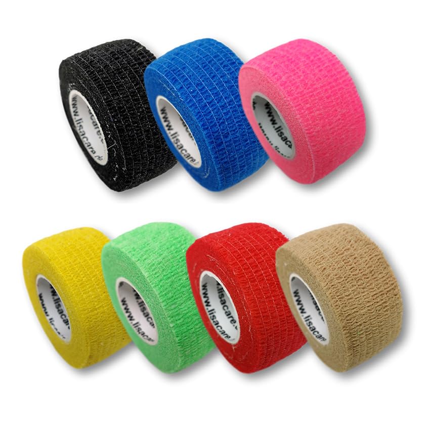 Colorido Mix Set de 7 vendas de yeso LisaCare, yeso para dedos, yeso en rollo, yeso elástico sin pegamento