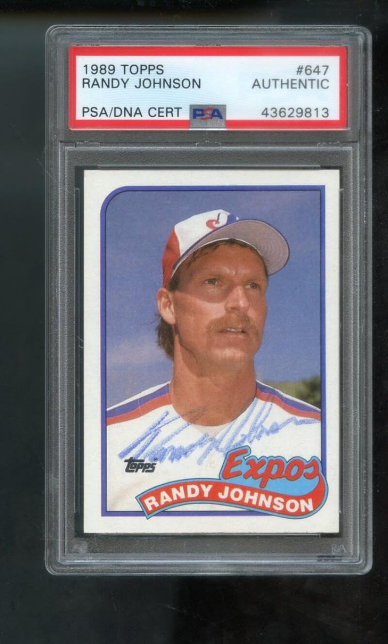 1989 Topps #647 Randy Johnson ROOKIE RC AUTO SIGNED Autograph Autographed Card PSA PSA/DNA Baseball MLB COA Montreal Expos