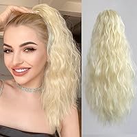 Vista 30 de Extensiones de cabello para cola de caballo con clip de garra, onduladas de 20 pulgadas de largo, cola de caballo sintética para adultos, mujeres