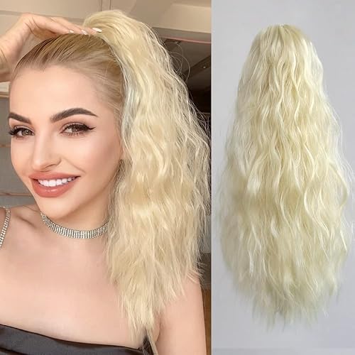 Miniatura 30 de Extensiones de cabello para cola de caballo con clip de garra, onduladas de 20 pulgadas de largo, cola de caballo sintética para adultos, mujeres