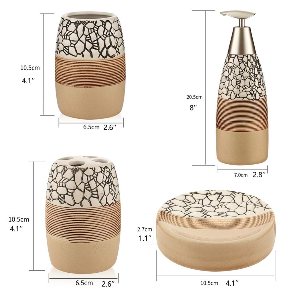 MYBA Ceramiczne akcesoria łazienkowe 4-częściowy zestaw upominkowy do kąpieli zestaw uchwytów na szczoteczkę do zębów kubek mydelniczka w zestawie dozownik mydła zestaw akcesoriów łazienkowych