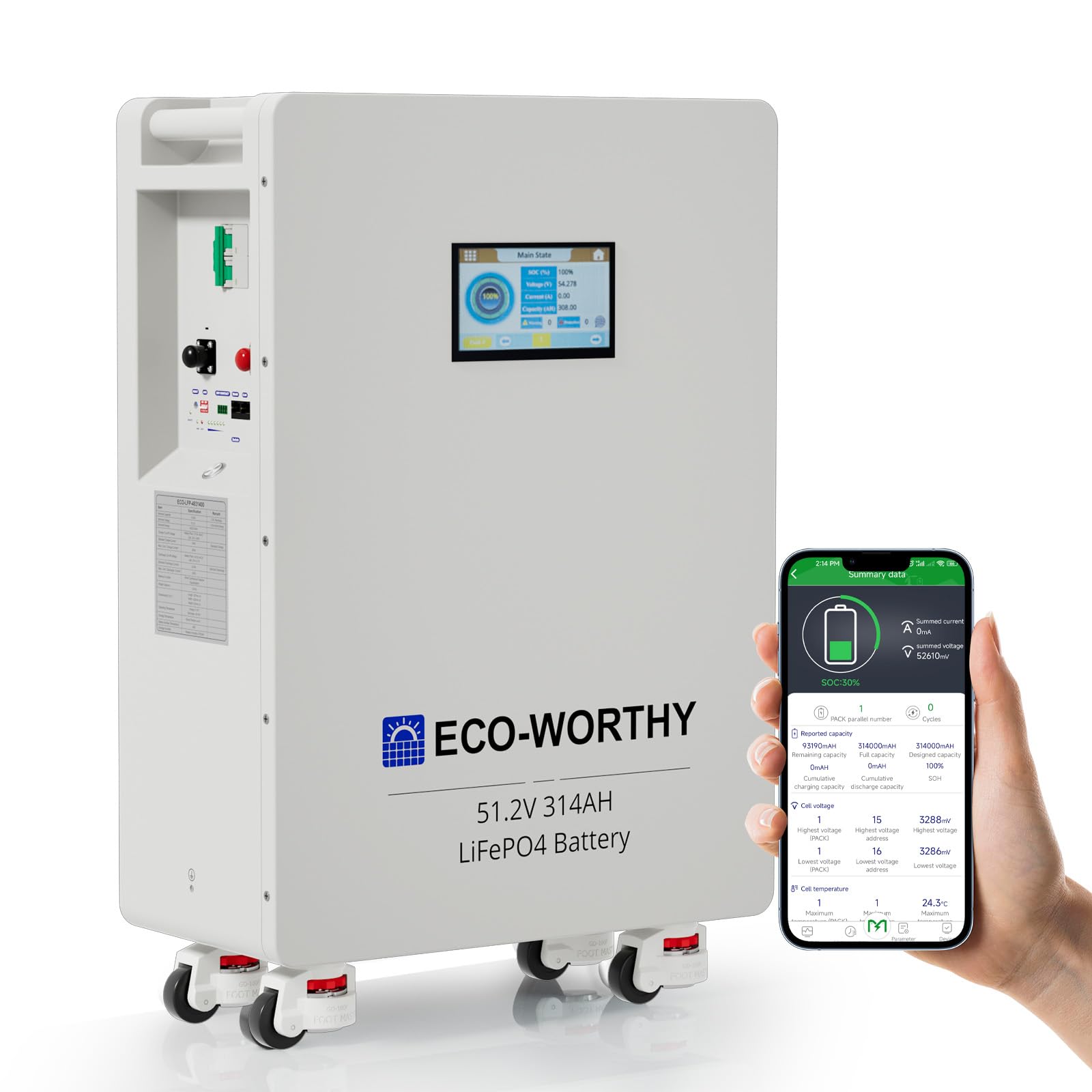 ECO-WORTHY LiFePO4 Accu 12 V 20 Ah lithiumbatterij, oplaadbaar met 3000