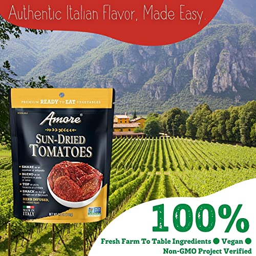 Amore Vegan Sun Dried Tomatoes - Non Gmo Certified Ready-To-Eat Herb Infused Vegetables In Resealable Bags 4.4 Ounce (Pack Of 10) #TOP1