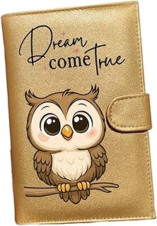 Artificial Leather Women's Wallet with owl design -Dreams come true- Gold- gift for her -one sided printing- we print,Your Gift