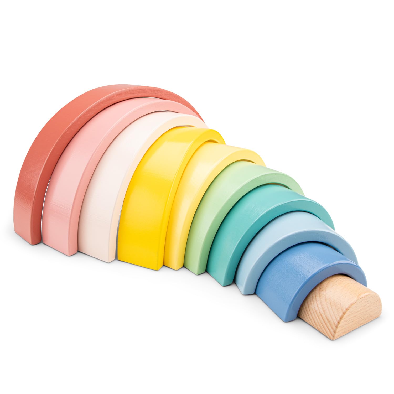 Woet Wooden Rainbow Stacker for Toddlers Age 12m+, 10-Piece Arches, Montessori Stacking Toy, Educational Early Learning Gift - Image 3