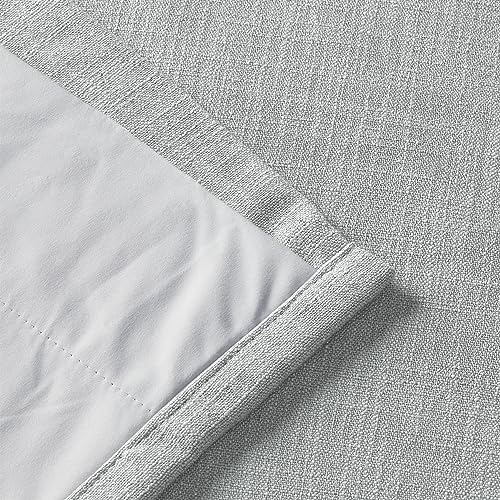 Twopages 100% Blackout Pinch Pleat Curtain, Sliding Door Bedroom Faux Linen Textured Window Curtain, Double Layer Thermal Insulated Privacy Drape 1 Panel, 52W X 96L, Fog #TOP2