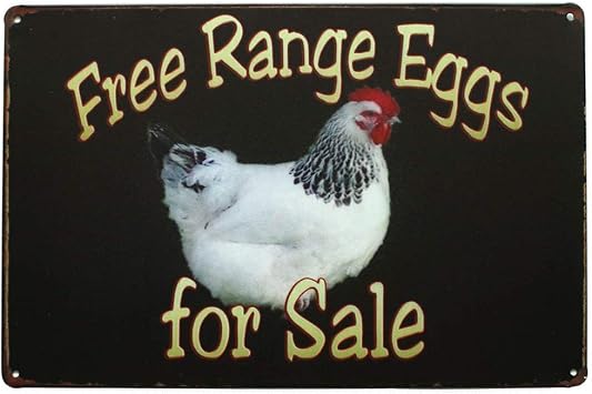 Farm Fresh Free Range Eggs for Sale Retro Metal Bar Sign Country Farm Home Decor 8" x 12"