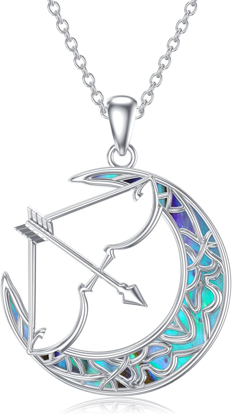 PROESS Bow and Arrow Necklace Artemis Pendant Necklace Sterling Silver Archery Necklace Hunter Jewelry for Women