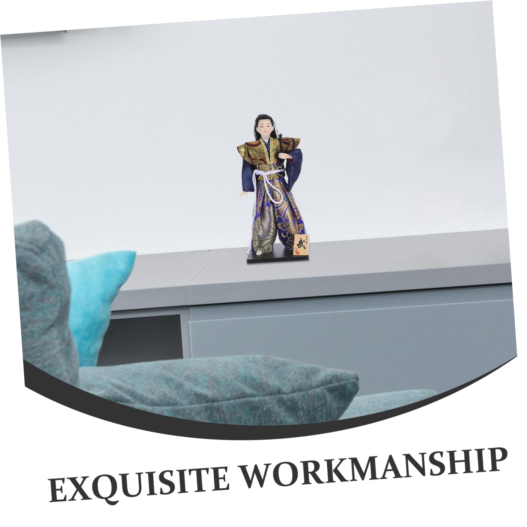 Garneck Figura Samurái Japonesa Coleccionable Kimono Tradicional Escultura Guerrero Asiático para Decoración de Estanterías y Hogar Muñeco Japonés Cultural para Oficina y Sala