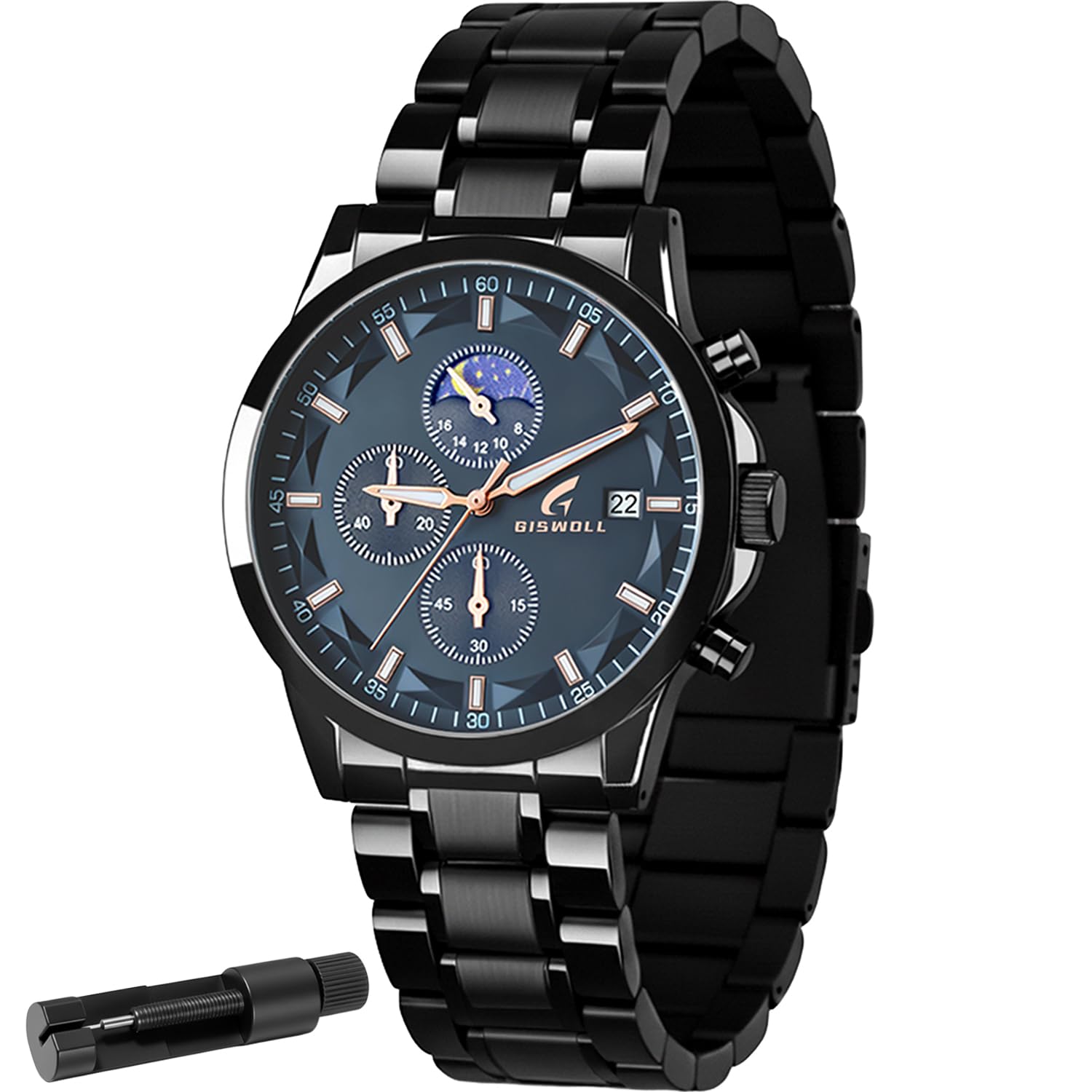 Distinctive Mens Analog Chronograph Watches with Auto Date Multi Subdials Fashion Casual Sport Quartz Wrist Watches with Luminous