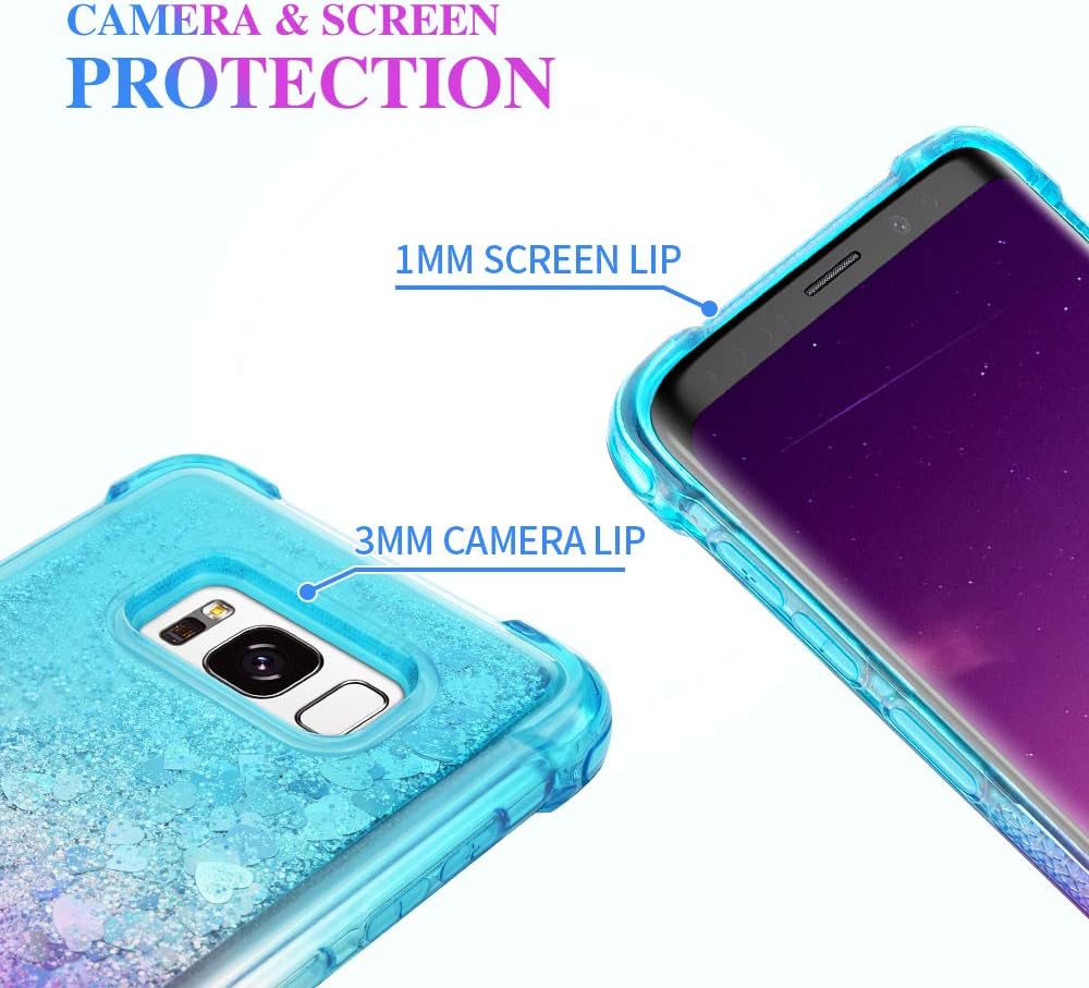 Ruky Galaxy S8 Plus Case, Gradient Quicksand Series Glitter Bling Flowing Liquid Floating Soft TPU Bumper Cushion Protective Women Girls Phone Case for Samsung Galaxy S8 Plus (Teal Purple)
