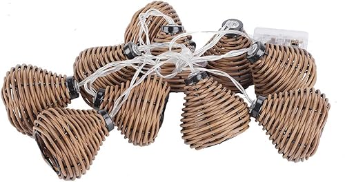 10 luces LED de ratán huecas, farol, luces de cadena de luces interiores para dormitorio, boda, jardín, fiesta, decoración de patio trasero
