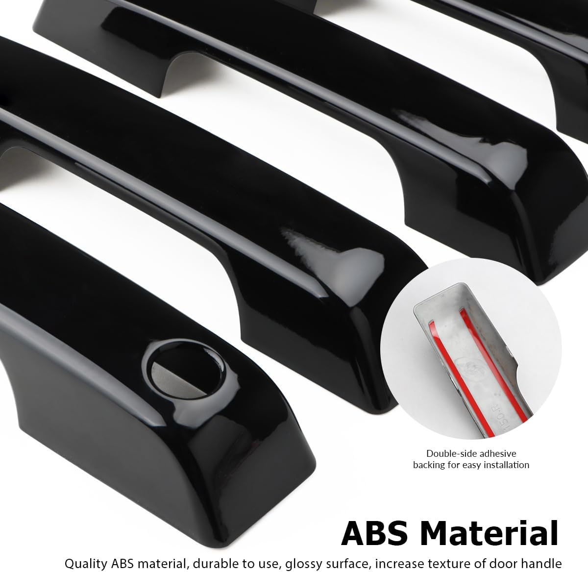 Exterior Door Handle Cover Compatible for Ford F150 2021 2022 2023 2024 Accessories Door Handle Protector Trim (with Key Hole, Glossy Black)