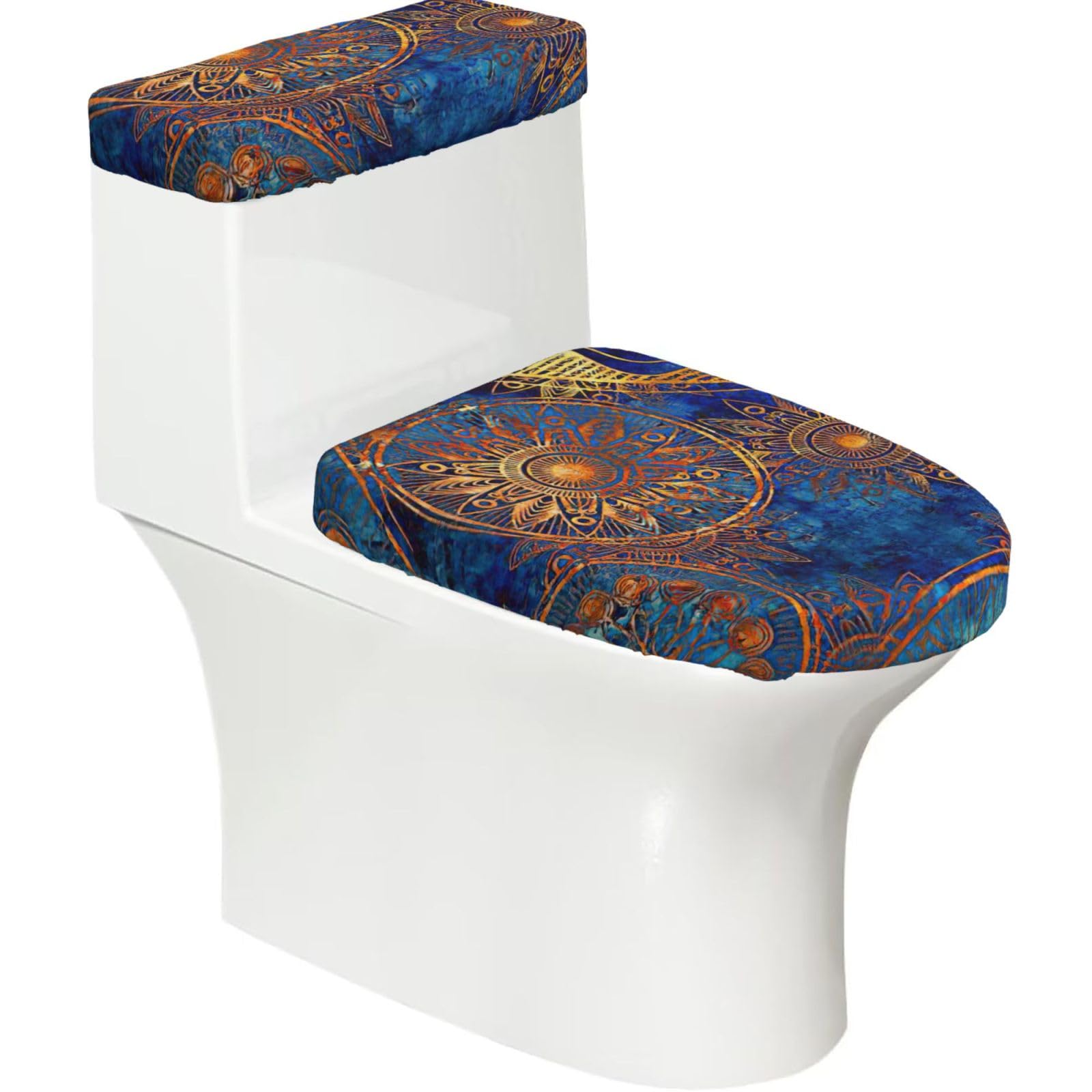Starry Sky Mandala Print Toilet Seat Lid And Tank Covers Universal Fit Smooth Seat Cushion Easy To Clean For Home Hotel