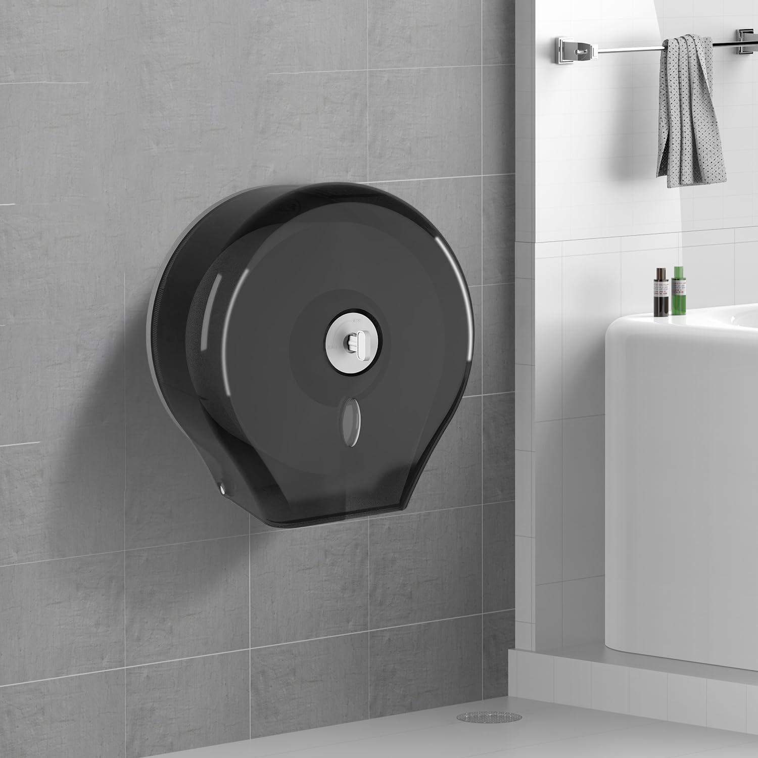 Distributeur De Papier Toilette Commercial, Distributeur De Papier Toilette Géant à Rouleau Unique, Clé De Verrouillage, Support De Distributeur De Serviettes En Papier En Plastique Pour Salle De Bain