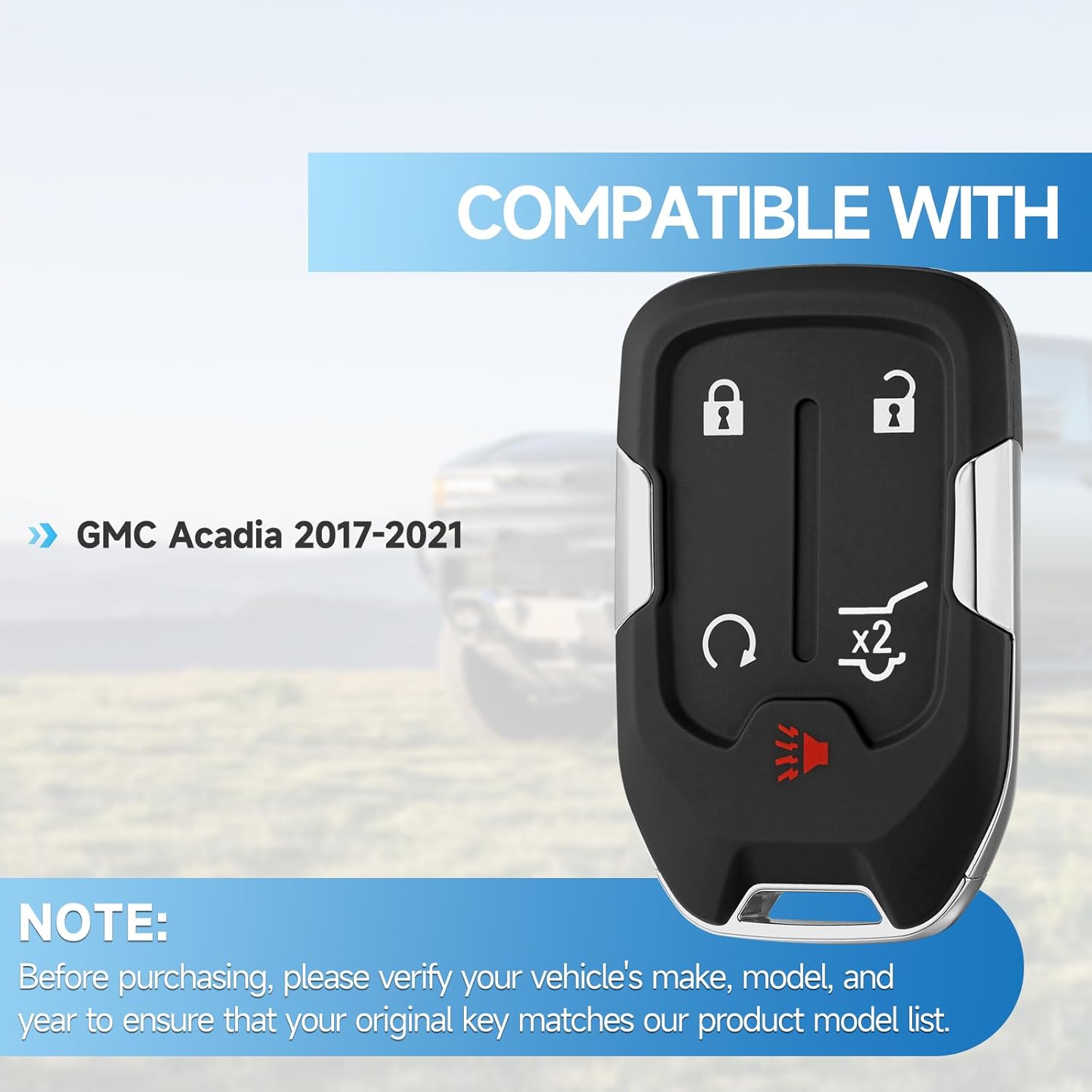 Key Fob Replacement Fits for GMC Acadia 2017 2018 2019 2020 2021 Smart Proximity Keyless Entry Remote Control 433 Mhz FCC:HYQ1EA P/N:13508275