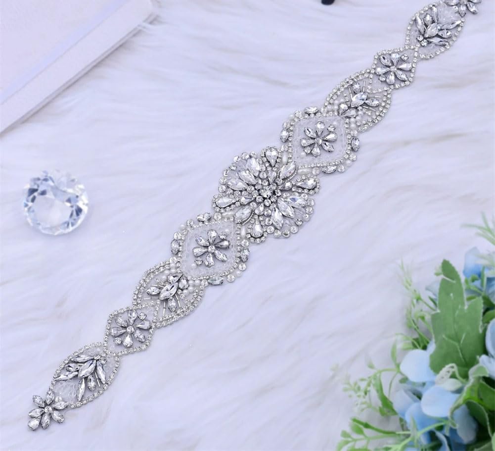 Cinturón de novia con apliques de diamantes de imitación para mujer, vestido formal de fiesta