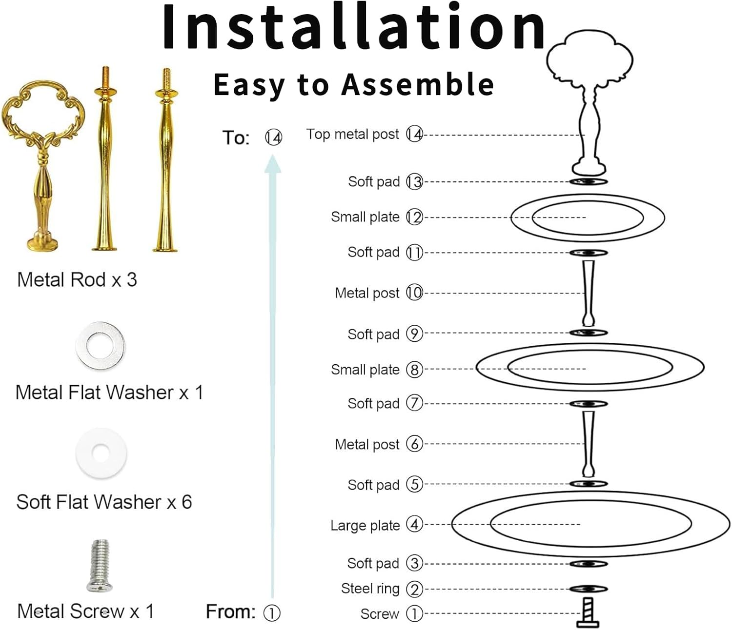 3 Tier Serving Tray, Bone China Tiered Dessert Stand, Floral Afternoon Tea Stand, Ceramic Cake Stand with Gold Rod and Gold Trim, Food Grade Cupcake Stand for Tea Party Birthday Party