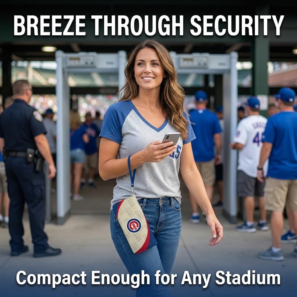 Littlearth MLB Chicago Cubs Curve Zip Organizer Wallet, Wristlet and Wallet in One, Team Color, 8 x 4 x 1 Inches