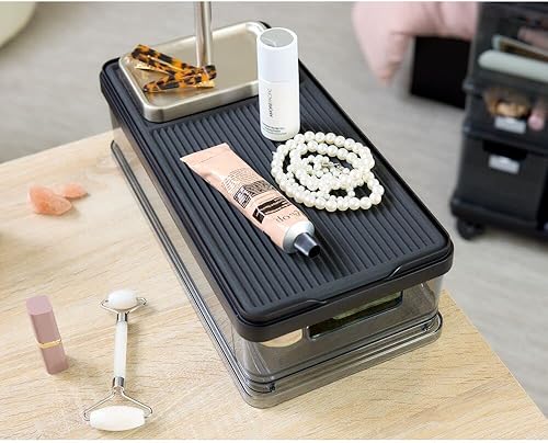 Miniatura 2 de iDesign The Sarah Tanno Collection Tapete de silicona resistente al calor para organizadores de cajones cosméticos, color negro