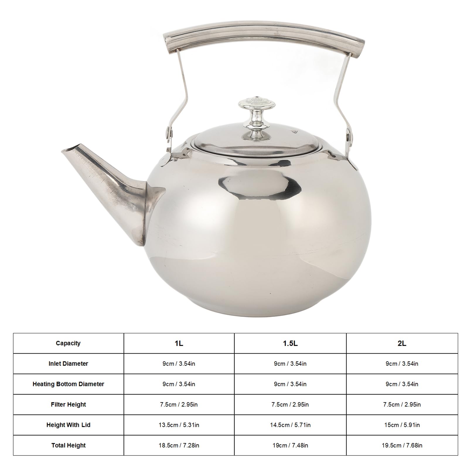 Czajnik ze stali nierdzewnej z filtrem i bezpieczną pokrywą do domu, gwizdek do herbaty do kuchenki gazowej, stal nierdzewna (1,5 l/1500 ml)