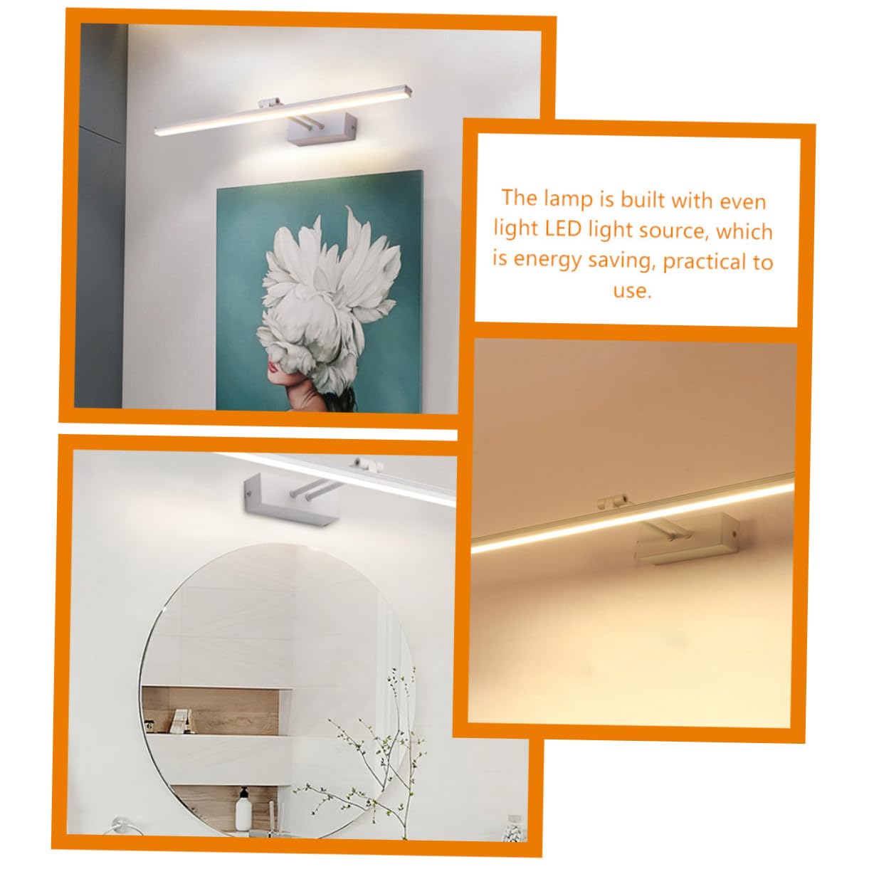 PartyKindom Lampada Specchio Bagno LED Bianca Contemporanea Applique Parete Luce Bagno LED Alluminio PC Non Dimmerabile