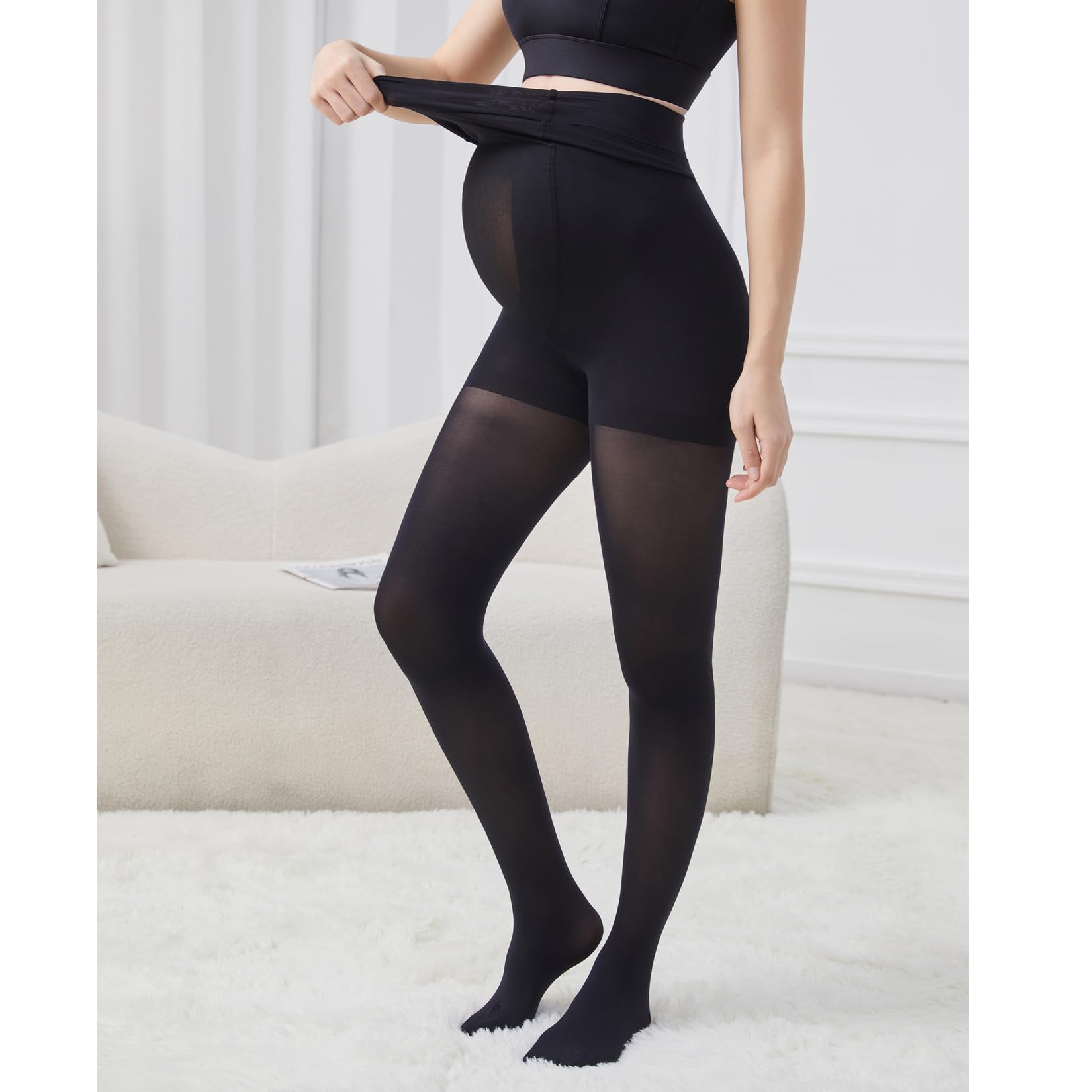 Elegante Nahtlose Schwarze Umstandsstrumpfhose 80D - Bequeme Schwangerschaftsstrumpfhose für jeden Tag