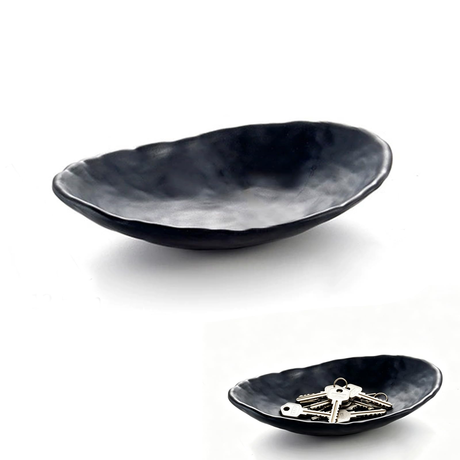 Plateau à clés ovale noir 19,4 x 12,6 x 4,2 cm rangement pratique décoration moderne
