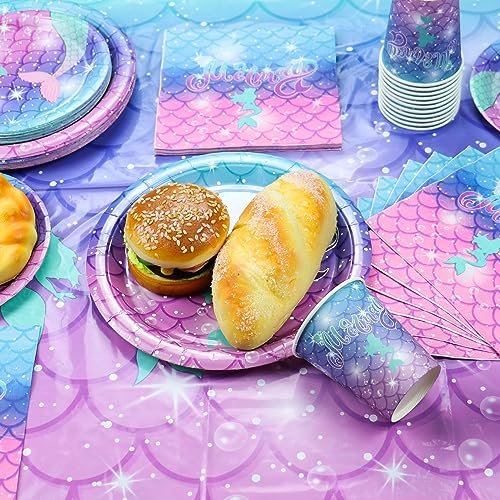 Ptecdrots Mermaid Birthday Decorations - 81Pcs Mermaid Party Supplies Including Mermaid Plates And Napkins thumb #3