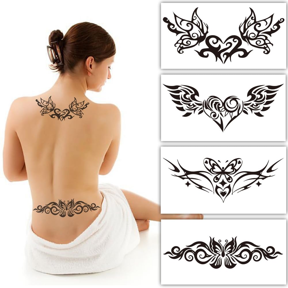S.A.V.I 4 Sheets Sexy Temporary Tattoos for Women - Waterproof Body Art for Chest, Neck, Lower Back - 16x8.5 cm Each Sheet - Long-Lasting & Easy to Apply - Perfect for Parties & Events-image-40