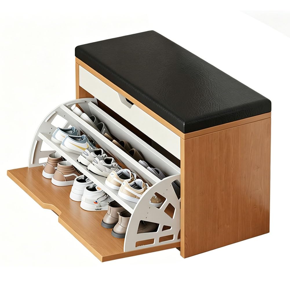 Banc de rangement à chaussures 80 cm avec couvercle relevable pour l'entrée